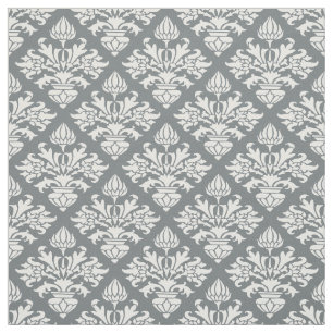 Tissu Charbon de bois, damassé blanche #3 Size6 de moti