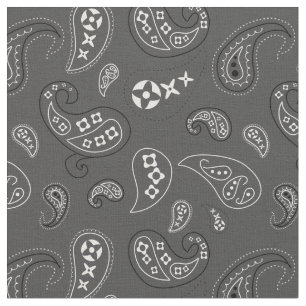 Tissu Charbon gris Paisley Western Bandana Imprimer