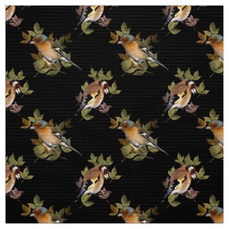 Tissu Chardonneret et pinson sur la feuille