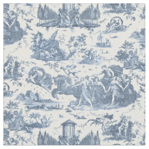 Tissu Chariot français vintage de l'aube Toile de Jouy-B