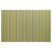 Tissu Chartreuse, Bleu, Brown, Roue d'or & Lignes rouges (Yard)