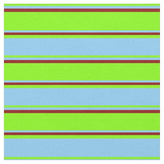 Tissu Chartreuse, ciel clair bleu et rouge foncé (Fermer)