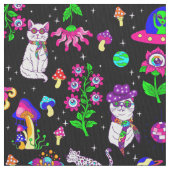 Tissu chat alien disco espace extra-atmosphérique léopar (fermé)
