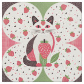 Tissu Chat aux fraises (Fermer)