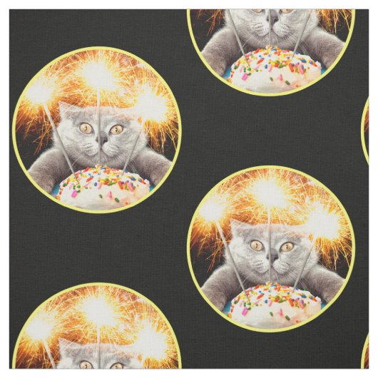 Tissu Chat Avec Cupcake Sparkler (Échantillon)