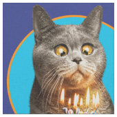 Tissu Chat avec verre d'anniversaire (Fermer)