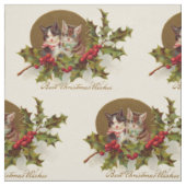Tissu Chat Chaton Houx Houx d'hiver (Échantillon)