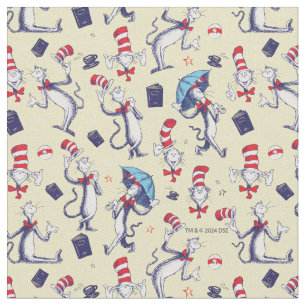 Tissu Chat Dans Le Casquette   Motif jaune