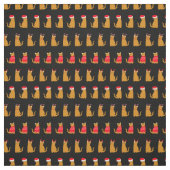Tissu Chat de gingembre de Noël Chat de Père Noël Motif (Échantillon)