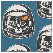 Tissu Chat de l'espace et le poisson rouge (Fermer)