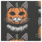 Tissu Chat d'Halloween, visage Citrouille (Fermer)
