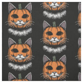 Tissu Chat d'Halloween, visage Citrouille (Échantillon)