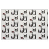 Tissu Chat et chaton noir et blanc rétro moderne (Fat Quarter)