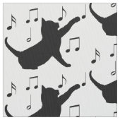 Tissu Chat et notes musicales en silhouette (fermé)