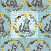Tissu Chat et souris (Carreau)
