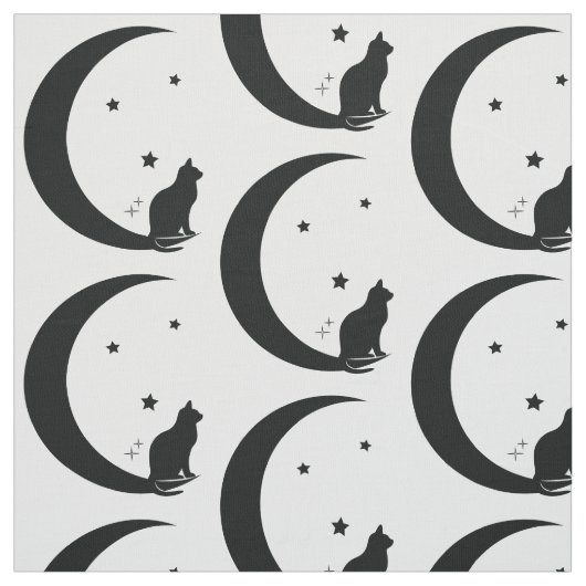 Tissu Chat, étoiles, et lune (Échantillon)