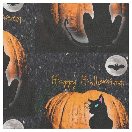 Tissu Chat heureux de Halloween (Fermer)