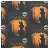 Tissu Chat heureux de Halloween (Échantillon)