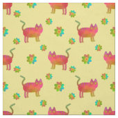 Tissu Chat hippy en été (Échantillon)
