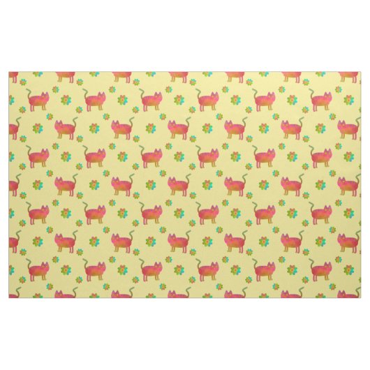 Tissu Chat hippy en été (Fat Quarter)
