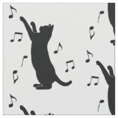 Tissu Chat jouant avec des notes de musique (fermé)