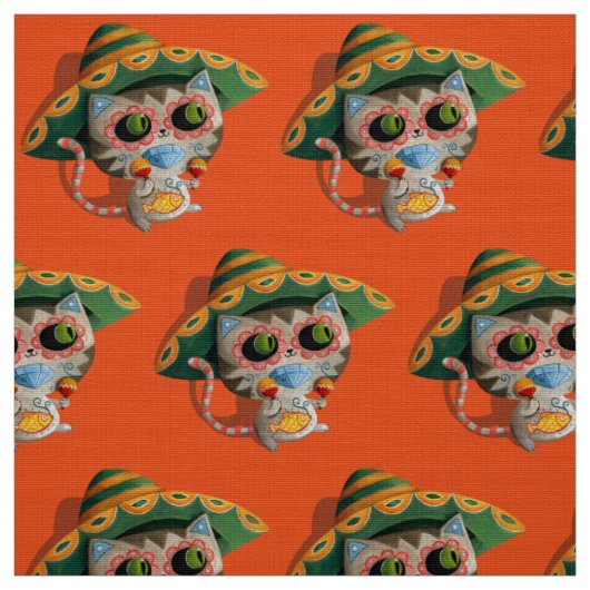 Tissu Chat mexicain avec le sombrero (Échantillon)