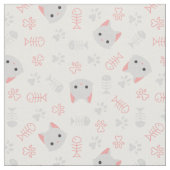 Tissu Chat mignonne et os de poisson (Fermer)
