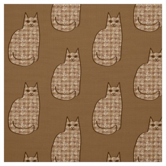 Tissu Chat moderne du milieu du siècle, beige et Brown c (Échantillon)