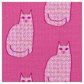 Tissu Chat moderne du milieu du siècle, Fuchsia et rose (Fermer)