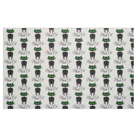 Tissu Chat noir aux yeux verts (Fat Quarter)