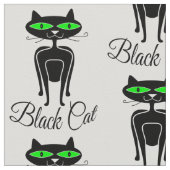 Tissu Chat noir aux yeux verts (Détail)