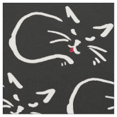Tissu Chat noir, langue rouge (Fermer)