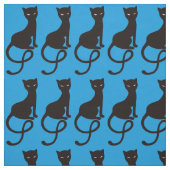 Tissu Chat noir mauvais aimable bleu (Échantillon)
