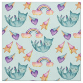 Tissu Chat rêveur flottant dans le motif d'aquarelle de (Échantillon)