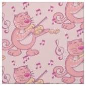 Tissu Chat rose avec Violon (Échantillon)