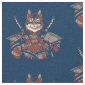 Tissu Chat Samurai guerrier japonais (Fermer)