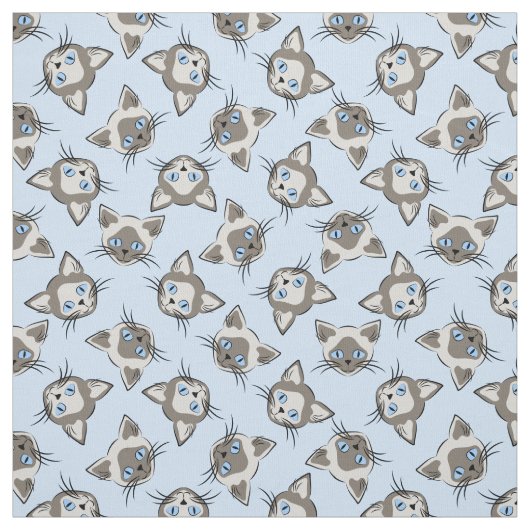 Tissu Chat Siamese Blue Eyed face Motif d'art graphique (Échantillon)