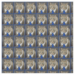 Tissu Chat tigré brun aux yeux verts mignon portant une