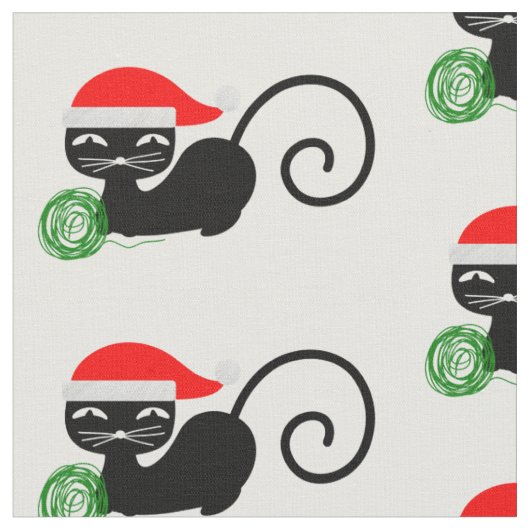 tissu chat xmas père Noël (Fermer)