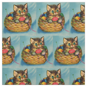 Tissu chaton adorable des années 1940 dans la copie de