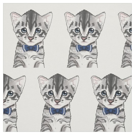 Tissu Chaton mignon de minou de chat avec l'arc (Échantillon)