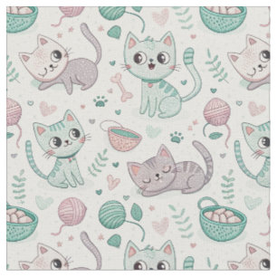 Tissu Chatons joueurs & empreintes de pattes - Art de mo