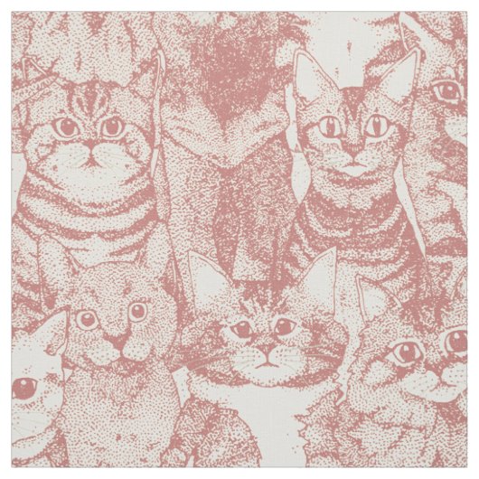Tissu chatons juste rose rose (Échantillon)