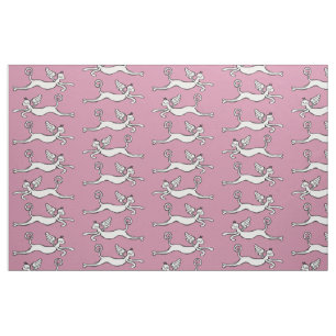Tissu Chats ailés sur arrière - plan rose