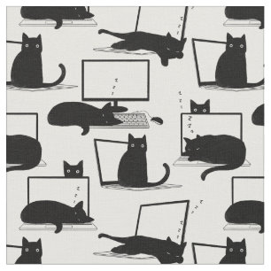 Tissu Chats assis sur des ordinateurs portables