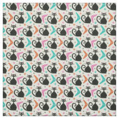 Tissu Chats atomiques noirs du milieu du siècle avec Boo (Échantillon)