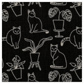 Tissu Chats blancs en noir (Fermer)