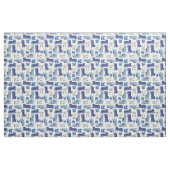 Tissu Chats bleus et gris (Fat Quarter)