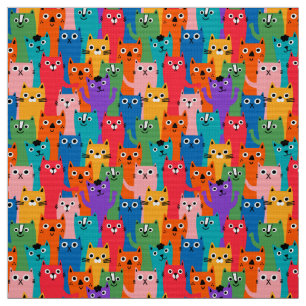 Tissu Chats colorés motif