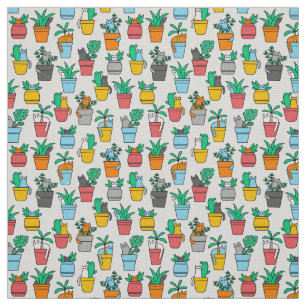 Tissu Chats dans les pots à fleurs
